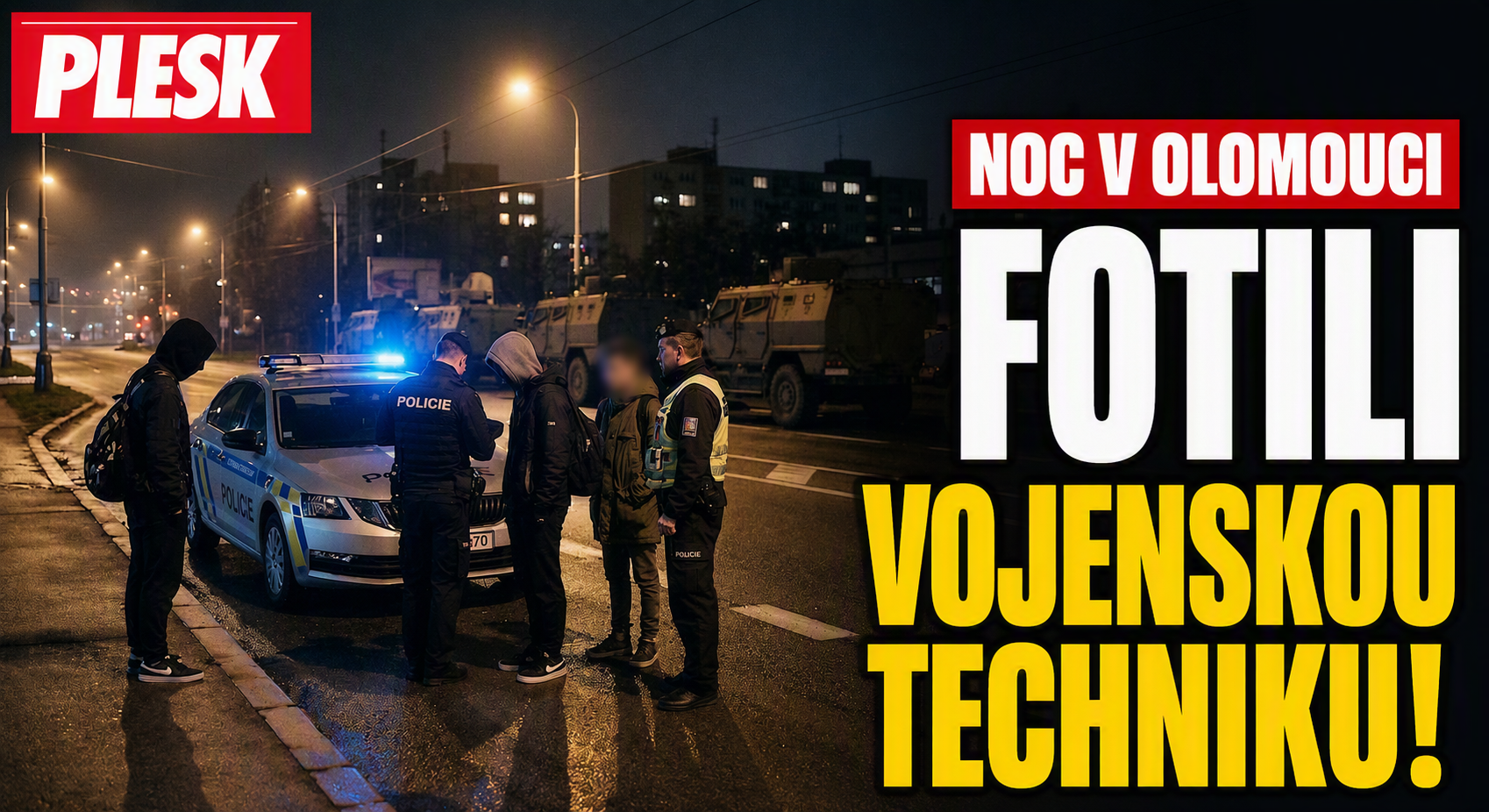 Noční „fotografové“ v Olomouci! Tři mladiství cvakali vojenskou techniku po zákazu vycházení