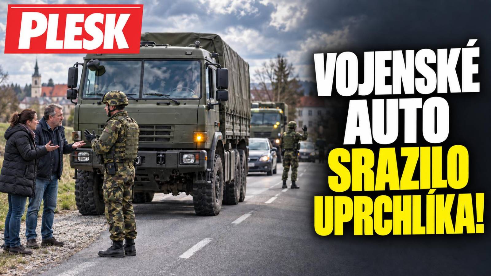 ŠÍLENSTVÍ NA VOJENSKÉ TRASE! Auto srazilo uprchlíka, jeho rodina spustila na místě peklo